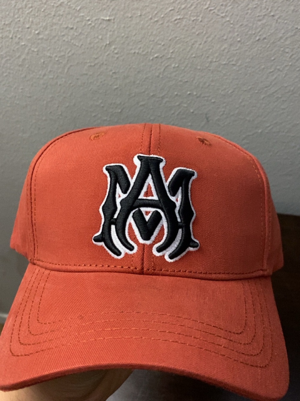 AMIRI Orange Baseball Cap with Black & White Logo